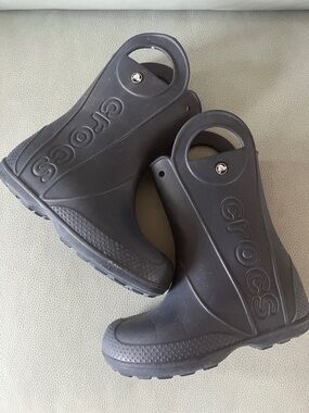 CROCS Navy Kids' Waterproof Pull-On Rain Boots Size J3